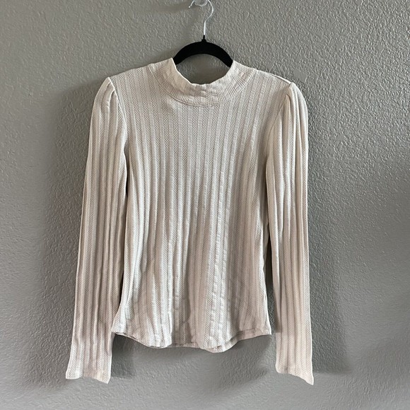 Free People Party in the Back Top Mock Neck Open Back Scarf Cream blue - Picture 6 of 16